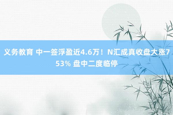 义务教育 中一签浮盈近4.6万！N汇成真收盘大涨753% 盘中二度临停