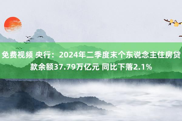 免费视频 央行：2024年二季度末个东说念主住房贷款余额37.79万亿元 同比下落2.1%