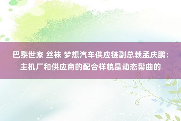 巴黎世家 丝袜 梦想汽车供应链副总裁孟庆鹏：主机厂和供应商的配合样貌是动态鬈曲的