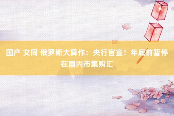 国产 女同 俄罗斯大算作：央行官宣！年底前暂停在国内市集购汇