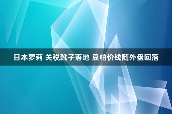 日本萝莉 关税靴子落地 豆粕价钱随外盘回落